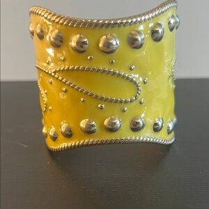 Yellow and Silver Studded Cuff Bracelet